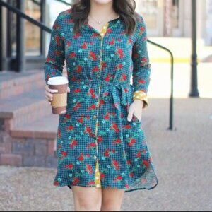 MATILDA JANE Fa La La Shirt Dress Medium Adjustable sleeves